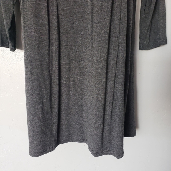 Noble U NWOT Small Charcoal Grey Long Sleeve Dress Keyhole Neck Strappy Top - Picture 4 of 7